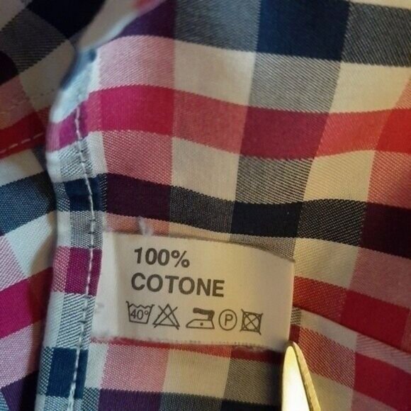 LINEA IN | Italy Button Down Dress Shirt Plaid 2-Ply Mens Sz 36/16 - Picture 11 of 11